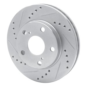 Toyota Camry Brake Rotor (1) - Front Left - R1 Concepts - Drilled & Slotted - Silver - `92-`01